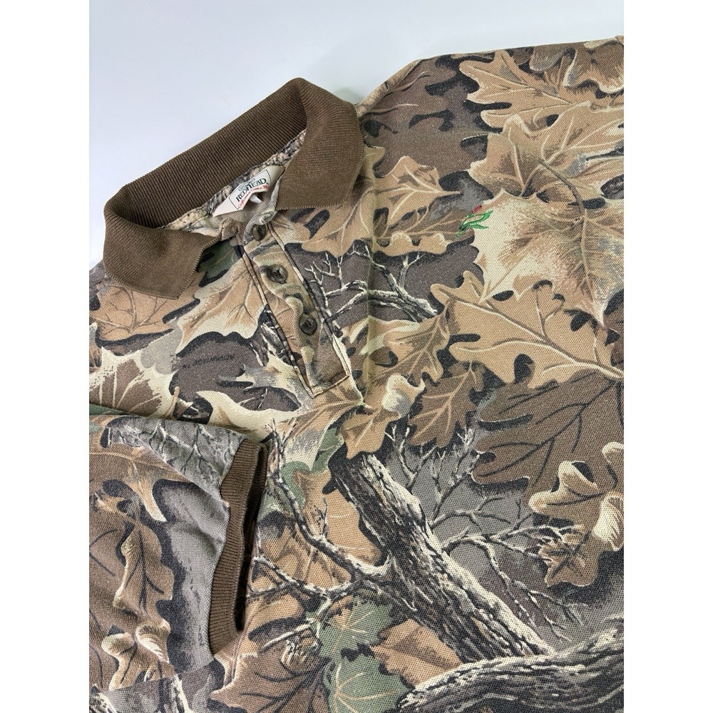 Vintage Red Head Polo Shirt Mens XXL Camo Hunting Made USA 100% Cotton 90s